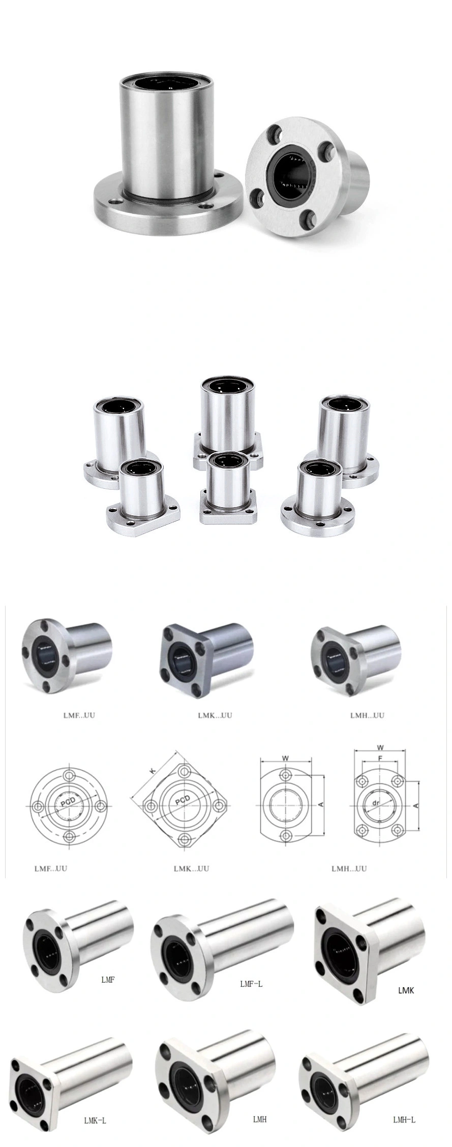 Zkzf High Precision Linear Bearing Lme8uu Linear Bushing Ball Bearing